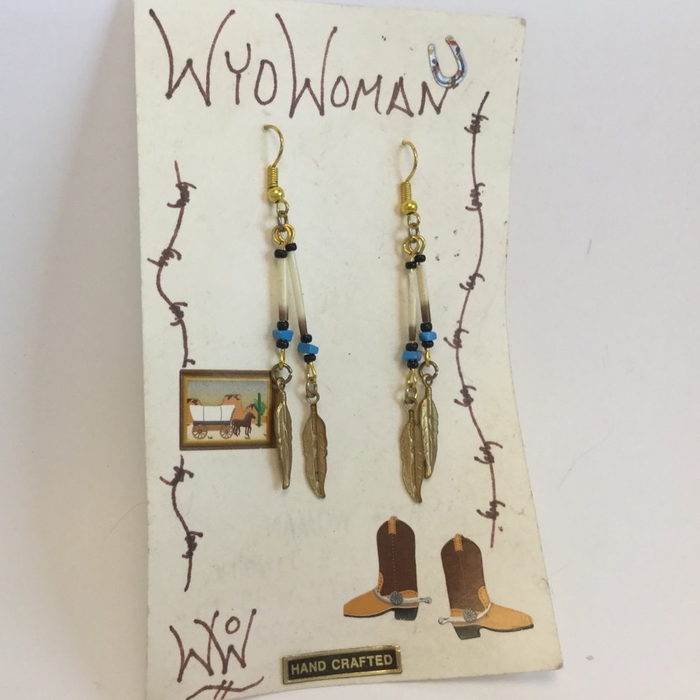 Southwest  Styled Earrings With Feathers